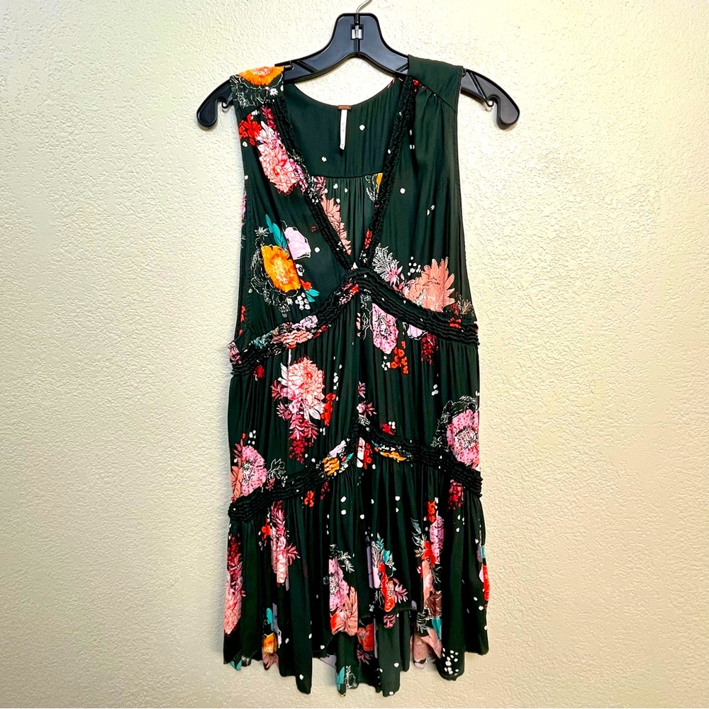 Free People Sheer Black Floral Tunic Dress